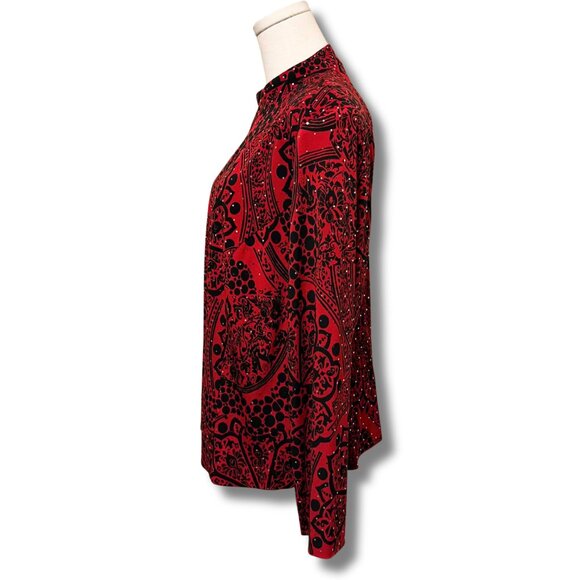 Jessica Howard Red Black Metallic Dot Jacket – Size 14W | Holiday Party Sparkle - Picture 3 of 6